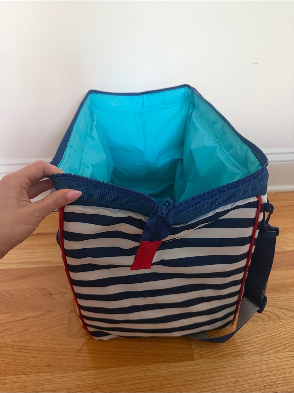 Arctic Zone 40 Can Picnic Cooler Insulated Tote Bag Navy Stripe - Picture 9 of 10